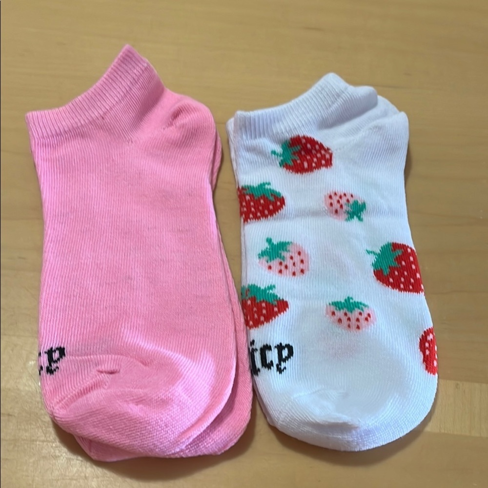 Juicy Coutour Pink and White Strawberry Ankle Socks